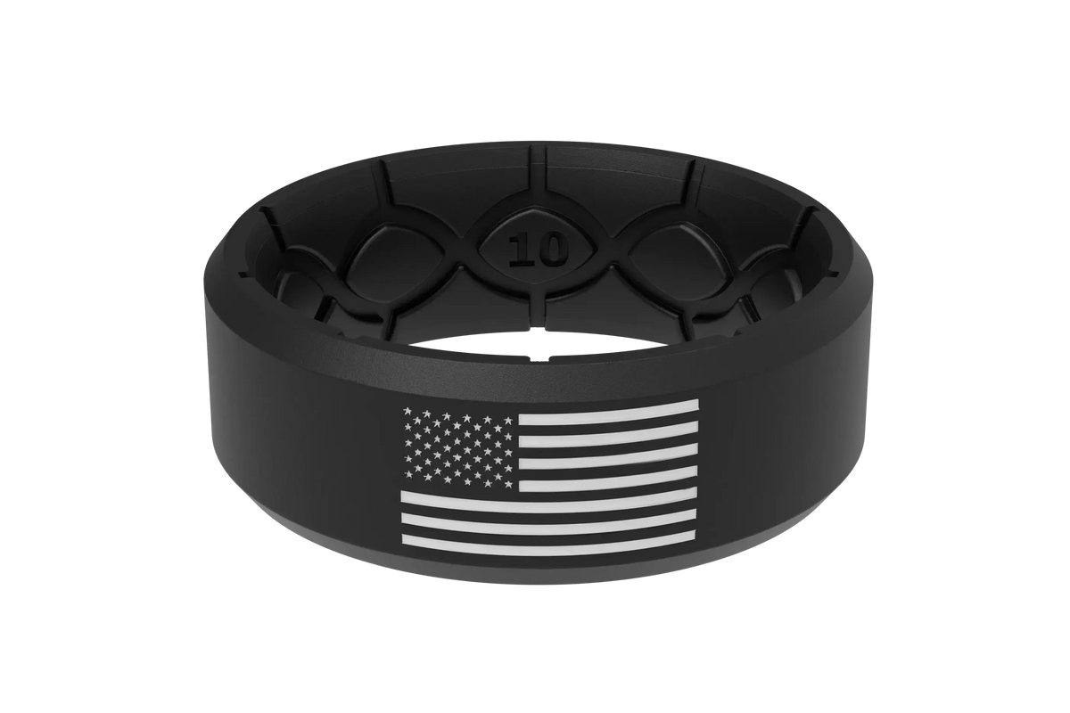 Edge Hero - America Black & White Flag Ring