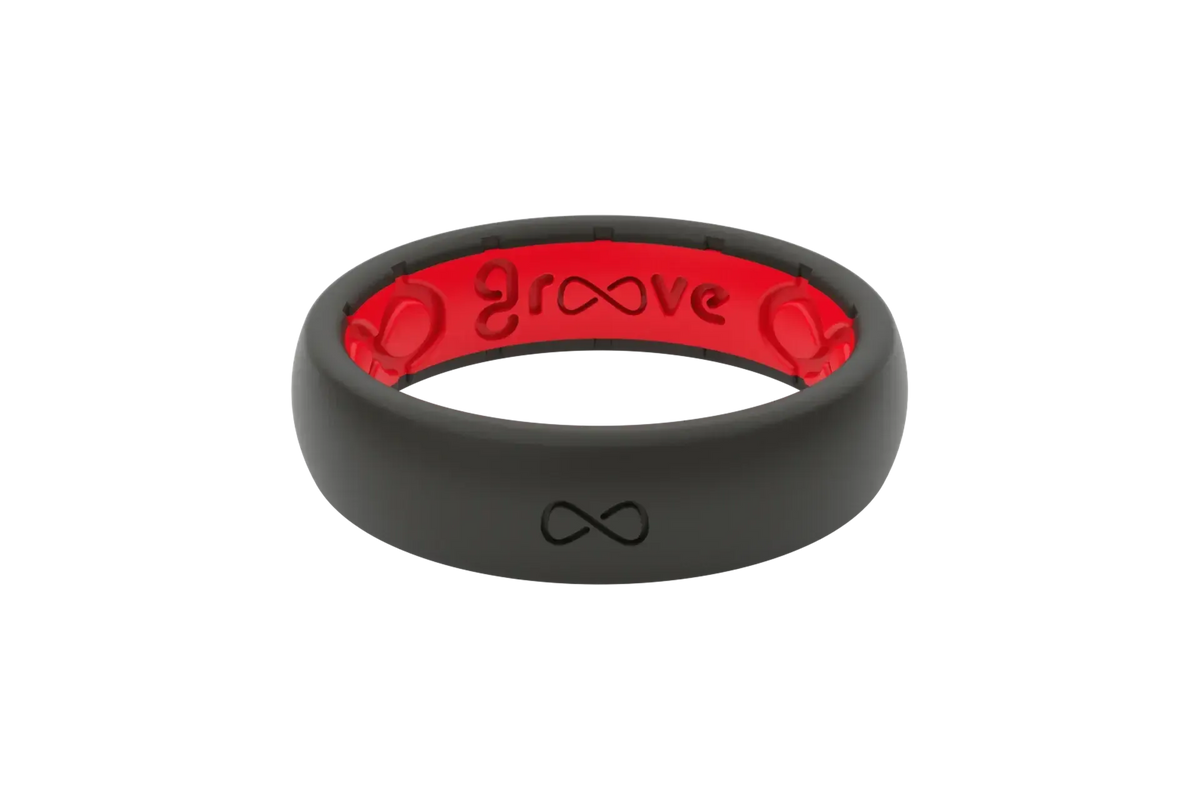 Solid Midnight Black & Raspberry Red Thin Ring