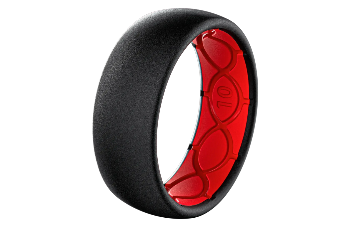 Solid Midnight Black & Raspberry Red Ring