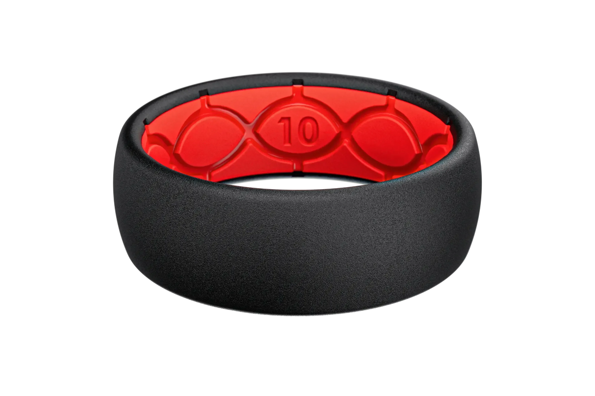 Solid Midnight Black & Raspberry Red Ring